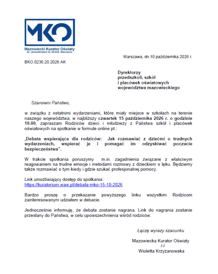 Spotkanie online dla rodziców